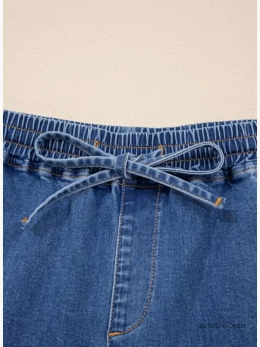 High Waisted Jean Shorts with Drawstring Elastic Waist Baggy Denim Shorts
